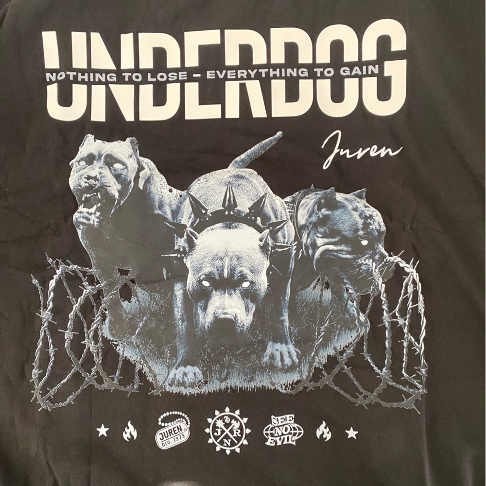 Men’s Underdog Printed Short Sleeve T-Shirt Black Juren Clothing Size S - Picture 6 of 8